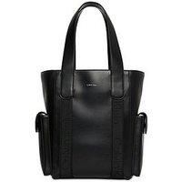 Calvin Klein Women/'s WEBBING STRAP TOTE LV04F3289G Tote, Black (BLACK/OLD SILVER), One Size