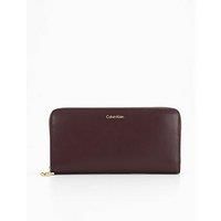 Calvin Klein Large Zip Around Purse - Brown