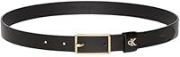 Calvin Klein Women/'s Square Buckle Loop 2.5 cm Belt with Logo, Black (Black/Antique Light Gold), 33.5 inches