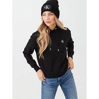 Calvin Klein Jeans Women/'s Ck Embroidery Hoodie Other Heavyweight Knits, Black, XL