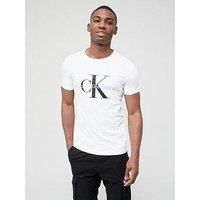 Calvin Klein Men/'s Core Monogram Slim Tee T-Shirt, Bright White, L