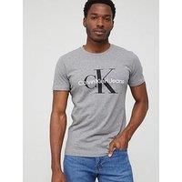Calvin Klein Jeans Men/'s Core Monogram Slim Tee T-Shirt, Mid Grey Heather, XXL