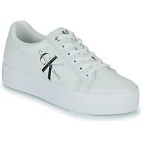 Calvin Klein Jeans Leather Platform Logo Trainers - White