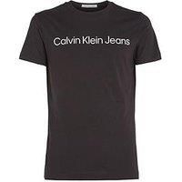 Calvin Klein Men/'s Core Institutional Logo Slim Tee S/S T-Shirts, Ck Black, M