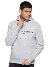 Tommy Hilfiger Herren Tommy Logo Hoody Sweatshirt, Grau (Cloud Htr 501), Small (Herstellergröße:S)