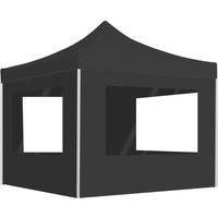 vidaXL Professional Folding Party Tent - Aluminium Frame, PVC-Coated Oxford Fabric Canopy, Anthracite, 3x3m with Side Panels and Windows, Outdoor Event Shelter