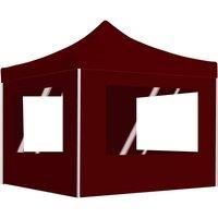 vidaXL Professional Wine Red Folding Party Tent with Aluminium Frame - 3x3m Outdoor Canopy with PVC Windows