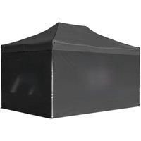 vidaXL Professional Anthracite Folding Party Tent - Aluminium Frame, UV Protective Roof, PVC Windows, 4.5x3m Patio Canopy