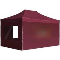 vidaXL Professional Folding Party Tent with Walls Waterproof Outdoor Family Canopy Gazebo Shelter Marquee Pavilion Aluminium 4.5x3m Wine Red