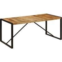 vidaXL Dining Table, Industrial-Style Solid Mango Wood with Steel Legs, Rectangle, 180x90x75 cm, Brown-Black Finish