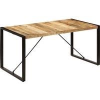 vidaXL Solid Mango Wood Dining Table - Industrial Style, Sturdy Powder-Coated Steel Legs, Polished and Lacquered Finish, Easy Assembly, 160x80x75 cm