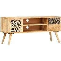 vidaXL TV Cabinet in Solid Mango Wood - Versatile, Industrial Style Furniture with Ample Storage - Ideal for Living Room, Bedroom, Office - 100x30x45 cm
