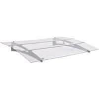 vidaXL Door Canopy - Durable and Stable Silver & Transparent Polycarbonate with 120x90 cm Size, Anti-UV, Weather & Corrosion Resistant for Residential & Commercial Use