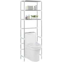 vidaXL 3-Tier Storage Rack, Stainless Steel Over Toilet Organiser, Bathroom/Laundry Room Space Saver with Silver Finish, Dimensions: 53x28x169 cm