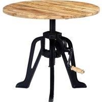 vidaXL Solid Mango Wood and Cast Iron Side Table - Industrial-themed Adaptable Furniture with Adjustable Height for Multi-purpose Use