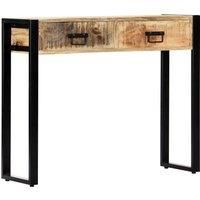 vidaXL Console Table - Elegant Piece with Industrial Charm, Handcrafted from Solid Mango Wood, Offers Bulky Storage with 2 Drawers, Eco-friendly Furniture for Living Room or Bedroom