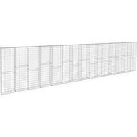vidaXL Gabion Wall with Covers Outdoor Garden Patio Backyard Retaining Stone Basket Fence Panel Cage Barrier Galvanised Steel 900 x 50 cm
