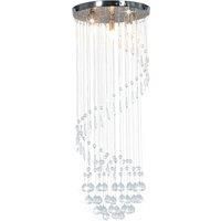 vidaXL Ceiling Lamp with Crystal Beads Silver Spiral G9, Silver