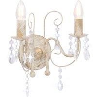 vidaXL Wall Lamp with Beads Antique White 2 x E14 Bulbs, White