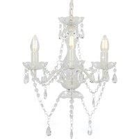 vidaXL Chandelier with Beads Elegant Charm Contemporary Style Pendant Bedroom Hanging Lamp Living Room Chandelier with Beads White Round 3xE14