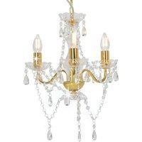 vidaXL Glittering Golden Round Beads Chandelier - Metal and Acrylic Decorative 3-Light E14 Lamp for Hallway, Living Room, Bedroom