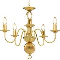 vidaXL Chandelier Golden 5 x E14 Bulbs, Gold