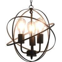vidaXL Hanging Lamp Living Room Ceiling Light Lighting Fixture Black Sphere 3xE27 Bulbs
