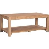 vidaXL Coffee Table - Solid Teak Wood - Rectangular Shaped with Integrated Shelf - Brown - Rustic Farmhouse Style - 100x50x40 cm in Dimensions