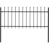 vidaXL Garden Fence with Spear Top Outdoor Panels Barrier Border Spike Landscape Fence Edges Ornament Steel 1.7x0.8m Black