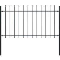 vidaXL Garden Fence with Spear Top Outdoor Panels Barrier Border Spike Landscape Fence Edges Ornament Steel 1.7x1m Black