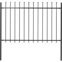 vidaXL Garden Fence with Spear Top Outdoor Panels Barrier Border Spike Landscape Fence Edges Ornament Steel 1.7x1.2m Black