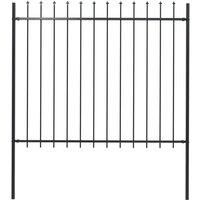 vidaXL Garden Fence with Spear Top Outdoor Panels Barrier Border Spike Landscape Fence Edges Ornament Steel 1.7x1.5m Black