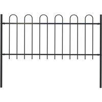 /'vidaXL Garden Fence with Hoop Top, Powder Coated Steel, Black, 1.7-metre - Secure and Maintenance-Free, Includes Mounting Materials