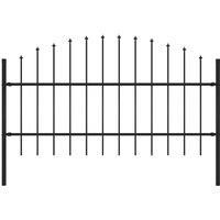 vidaXL Garden Fence Spear 0.75-1m Outdoor Panel Barrier Border Decorative Landscape Privacy Edges Black Steel Rust-resistant Metal