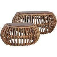 vidaXL Coffee Tables 2 pcs Natural Rattan, Brown