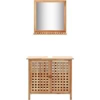 Solid Walnut Wood Sink Cabinet with Mirror Bathroom Furniture Sets vidaXL