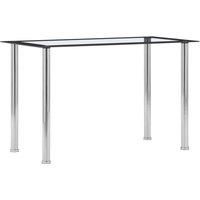 vidaXL Black and Transparent Dining Table | Modern Tempered Glass and Stainless Steel Construction | Suitable for Indoor/Outdoor Dining | Easy to Assemble
