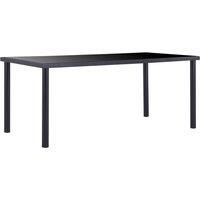 vidaXL Black Dining Table with Tempered Glass Top - Contemporary Design for Kitchen, Dining Room and Outdoor Dining - Rectangular Shape and Easy Assembly
