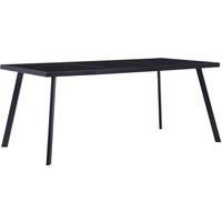vidaXL Black Dining Table - Tempered Glass Top, Sturdy Steel Legs - Rectangular Industrial Style Kitchen Furniture