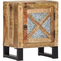 vidaXL Bedside Cabinet in Solid Mango Wood with Steel legs, Industrial Style, Unique Natural Finish, Black, Space-saving Storage for Bedroom