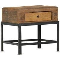 vidaXL Bedside Cabinet | Solid Reclaimed Wood | Vintage Industrial Style | With Drawer | Dark Wood and Black | Ideal Bedroom Storage Solution - Dimensions 40x35x40 cm