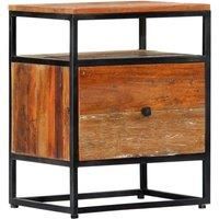 vidaXL Bedside Cabinet- Brown, Solid Reclaimed Wood and Steel Frame, Industrial Style with Drawer and Shelf Storage Option