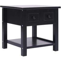 vidaXL Black Side Table – Paulownia Wood and MDF – Versatile Furniture Piece with 2 Drawers and Bottom Shelf for Ample Storage – Ideal for Living Room, Bedroom, or Office