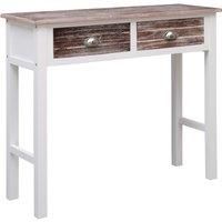 Wooden Console Table 2 Drawers with Metal Handles Table Multi Colours vidaXL