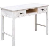 vidaXL Console Table Antique White Wood with Drawers and Open Compartment | Elegant Design for Living Room, Bedroom and Hallway | Farmhouse Style Side Console Table - 110x45x76 cm