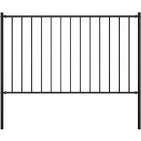 Vidaxl Fence Panel With Posts Powder-coated Steel 1.7X0.75 M Black