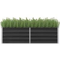 vidaXL Galvanised Steel Planter Pot – Anthracite Coloured Raised Garden Bed for Outdoor, Patio, Garden – Spacious and Weather resistant pot for plants, herbs, flowers