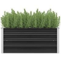 Raised Garden Bed Galvanised Steel Anthracite Outdoor Patio Planter Pot vidaXL