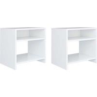 vidaXL 2x Bedside Cabinets with Open Compartment 1 Shelf Bedroom Telephone Stand End Couch Table Nightstand White 40x30x40cm Chipboard