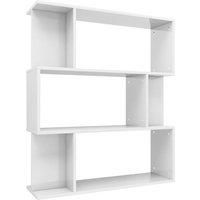 vidaXL Engineered Wood Book Cabinet/Room Divider in High Gloss White, Spacious Storage with 3 Large and 6 Small Compartments
